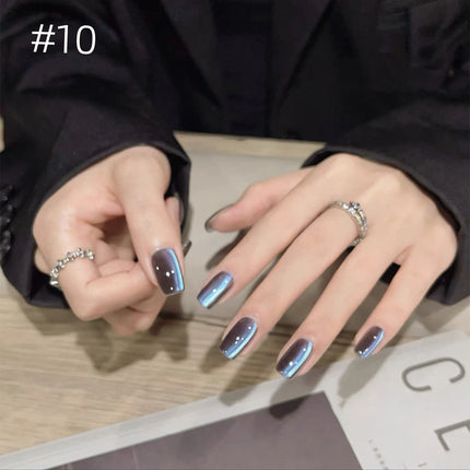 MN 10ml 1-12pcs 2025 Autumn Blue Brown Cat Eye Gel Nail Polish Popular Flash Chocolate Glass Beads Nails Black Nails Christmas