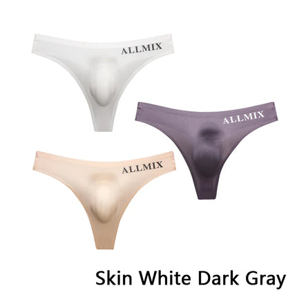 3 PCS Sexy Transparent Underwear Men Thongs Sports Fitness Letter Thin Hip Panties G-Strings Ice Silk Low Waist Seamless Thongs