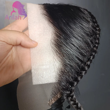 10 Inch 13X4 Transparent Lace Frontal With Braids Natural Black Color 100% Brazilian Remy Hair Straight Lace Frontal Only