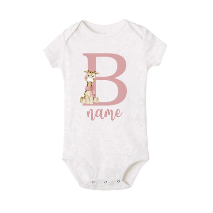 Personalized Baby Bodysuit Initial with Name Newborn Wild One Romper Deer Printed Clothes Baby Girls Clothes Infant Shower Gift