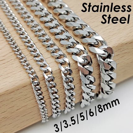 10 Pieces Stainless Steel Cuban Link Necklace for Men or Women Tarnish Free Gold Color Curb Necklace Choker Jewelry Gift