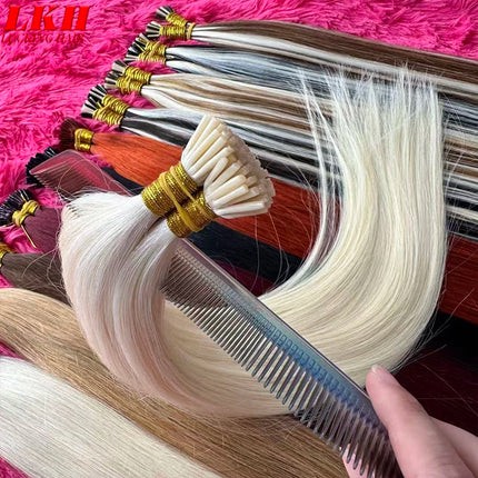 I Tip Hair Extension Straight Human Hair Extension 0.8g/ 1g/Strand 50pc/Set Capsule Keratin Natural Fusion Human Hair Extension