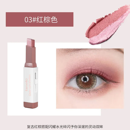 Double Color Eyeshadow Stick Gradient Shimmer Cream Pen Eye Makeup Cosmetic Eyeshadow Stick Korean Makeup