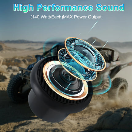 STUDIOFINIX 3'' 160W 2PCS Quality Marine Waterproof Speakers Motorcycle Bluetooth Audio Stereo System For ATV UTV Outdoor Boat