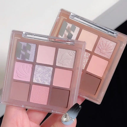 DIKALU New Shell Nine Color Eyeshadow Plate Powder Purple Low Saturation Earth Blush High Light Lying Silkworm Brightening Compr