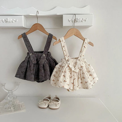 Spring New Infant Baby Girl Free Matching Clothes Set for Newborns Cute Girls Bottoming Shirt + Floral Cordury Bodysuit Suit