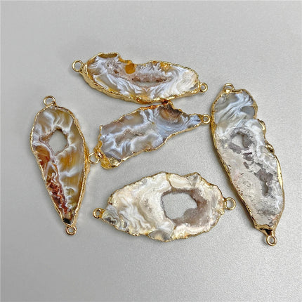 1pc Irregular Natural Stone Agate Druzy Connector Pendant Charms for Jewelry Making DIY Earring Necklace Accessory Jewellery