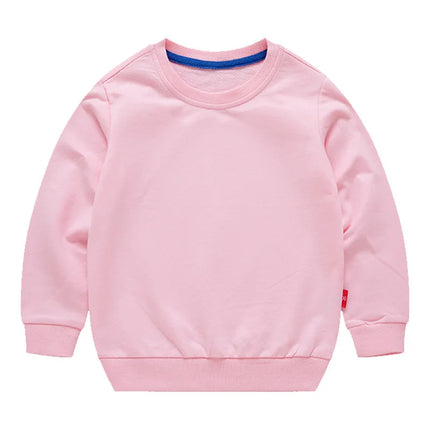 Spring Children's Cotton sweatshirt Boy and Girl Casual Solid Plain Hoodies Tops 3-10 Years Kids Long Sleeve T-shirt Cltohes