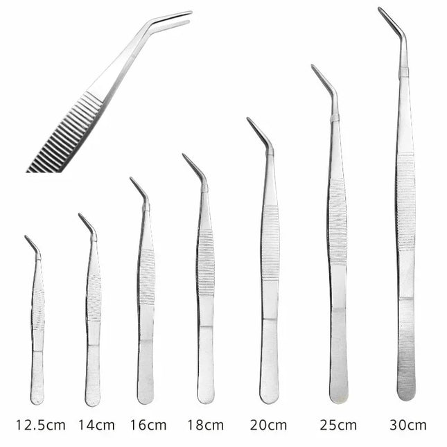 Stainless Steel 430/304 Anti-Iodine Medical Tweezers Long Straight Forceps 12.5cm-30cm Straight Head Elbow Thickened Medical Tools