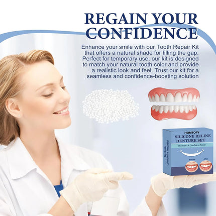 Meticulously Handcrafted Silicone Dentures Natural-Looking False Teeth Home Customizable Design Perfect for Medium-Large Mouths