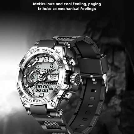 LIGE Men Military Watch Digital 50m Waterproof Wristwatch LED Quartz Clock Sport Watch Male Big Watches Men Relogios Masculino