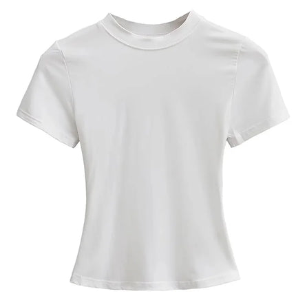 2025 New High Quality Casual T shirt Sexy Slim Short Sleeves Fashion Trend Solid Women Clothing y2k Tops