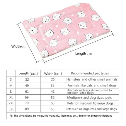 Thicken Cat Mat Breathable Flannel Cat Sleeping Mat Soft Dog Cushion for Small Dog Winter Warm Cat Blanket