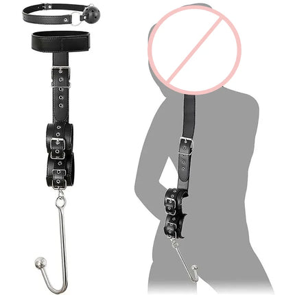 BDSM Bondage Kit Adjustable Restraint Harness Set Wrist Cuffs Metal Hook Couples Roleplay Accessories
