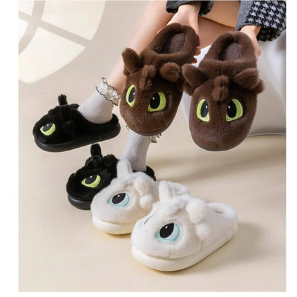 Winter Cute How To Train Your Dragon Toothless Slippers  Include Heel Furry Couple Anti-slip Keep Warm Good Looks Shoes Gift
