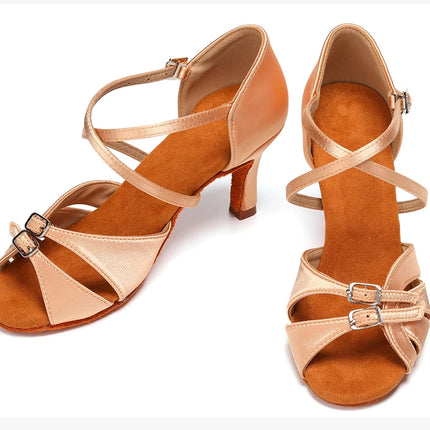 SWDZM Ballroom Women Latin Dance Shoes Modern Pole Dance Shoes Salsa Tango High Heel Adjustable Latin Shoes For Girls Ladies