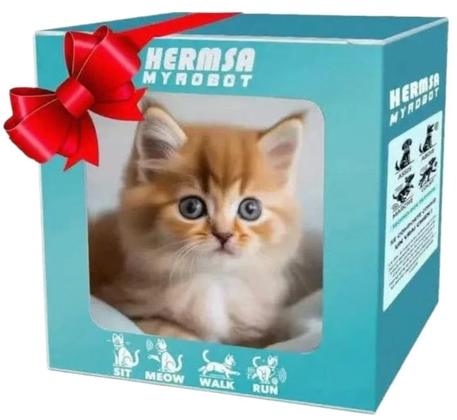2026 Walking Meowing E-Cat Toy Realistic Fluffy Kitten W/6 Sounds, Auto-Running Pet Simulator Christmas Gift
