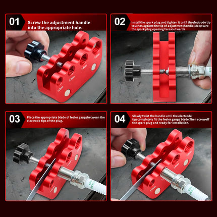 Ergonomics Spark Plug Gap Tool With Steel Feeler Gauge for M10 M12 M14 M16 Spark Plugs Aluminum With Magnet