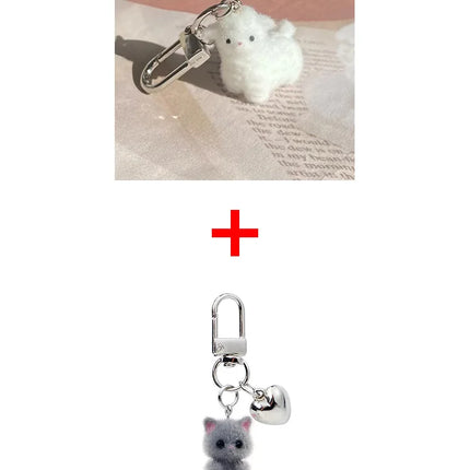 Fluffy Cute White Sheep Keychains Resin Mini 3D Animal Key Ring Holder Bag Charms Car Pendants Gift