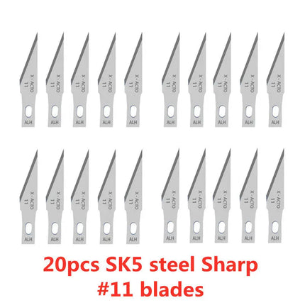 20pcs Wood Carving Blades Cutter Knifes Craft Carve Tool Sculpture Utility Engrave Metal Woodcarve PCB Repair DIY Blade