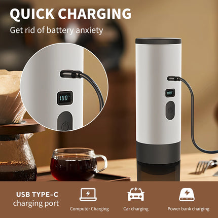 Portable Coffee Machine Wireless 3-in-1 for Ground/Nespresso/DolceGusto Capsule 15Bar 7800mAh Digital Display
