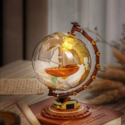 Space series creative globe building block assembly model with light MOC desktop ornaments children's learning educational toys