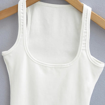 Summer U-neck Sculpted Square Neck Tank Top for Women New 2025 Fashionable Sleeveless Top