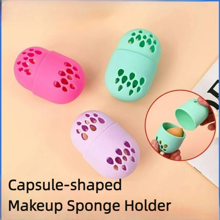 Empty Makeup Sponge Holder Eco-Friendly Silicone Beauty Egg Organizer Breathable Drying Storage Case Cosmetic Puff Holder Box