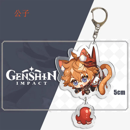 Genshin Impact Keychain Pendant ZhongLi Klee Raiden Shogun Xiao Wendi LingHua Car keyring Women Bag Charms Anime Game key chains