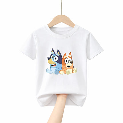 Soft Cotton Childrens T Shirt Bluey Theme 2026 New Breathable Loose Fit Tee for Boys Girls Holiday Gift