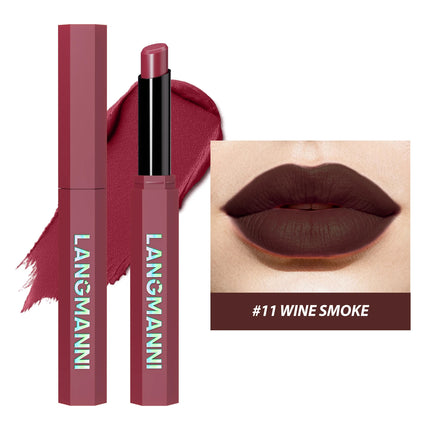 Peach Nude Velvet Matte Lipstick 12 Color Waterproof Lipstick Pencil Long-Lasting Highly-Pigment Rose Wood Lip Stain Tint Makeup