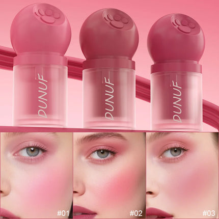 DUNUF Creamy Cat Paw Blush Trio Buildable Pigment Long Lasting Natural Finish Vegan Cruelty Free Makeup Essential