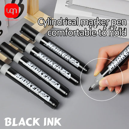 WQN-3/6/12PCS Oil-Based Marker Waterproof Quick Dry Black Ink Metallic Glass Painting DIY School and Office Stationery Supplies