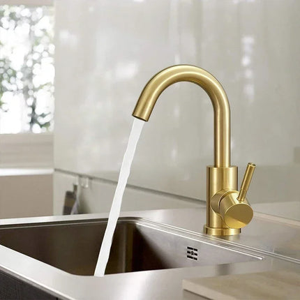 2026 New Arrival Light Luxury Gold Bathroom Basin Faucet Modern Stainless Steel Hot & Cold Water Mixer Tap for Vessel Sink