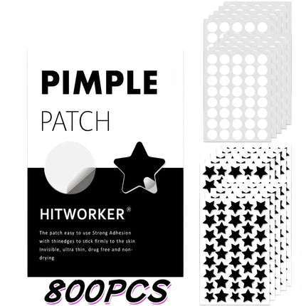 400/800pcs Hydrogel Acne Patch, Black Star and Round Cover Acne Patch, a skin care gift for men and women on Valentine's Day