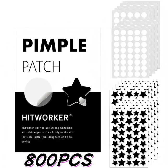 400/800pcs Hydrogel Acne Patch, Black Star and Round Cover Acne Patch, a skin care gift for men and women on Valentine's Day