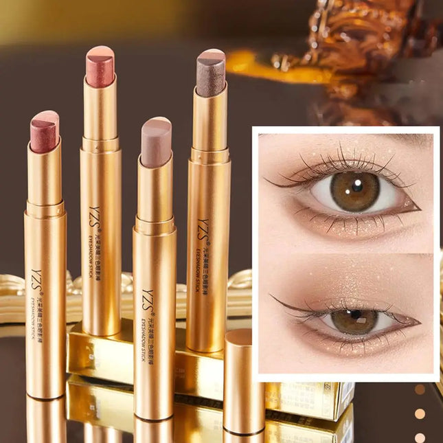 Glitter Eyeshadow Stick Three-Color Contouring Eyeshadow Makeup Eyeshadow Crayon Eyeshadow Pencil Eye Shimmer Stick For Women