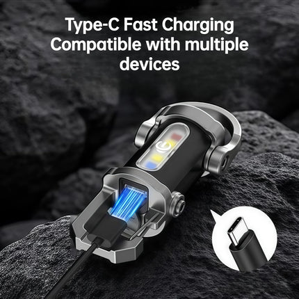 Mini TYPE-C Rechargeable LED Flashlight Keychain Portable Waterproof Camping Pocket Light Keyring Hanging Lamp Outdoor Tool