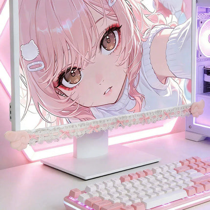 Bow Lace Cute Table Screen Decorative Computer Monitor Decorative Stickers Gaming Room Frame Display Screen Decorative Ornaments