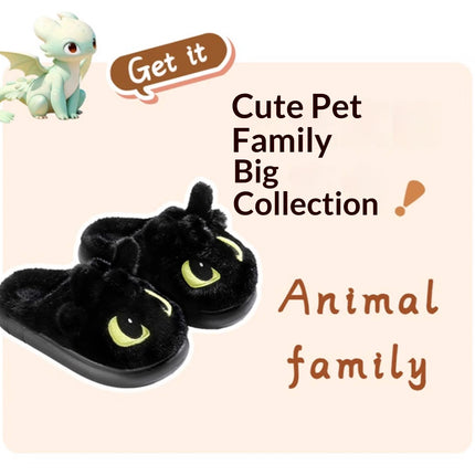 Winter Cute How To Train Your Dragon Toothless Slippers  Include Heel Furry Couple Anti-slip Keep Warm Good Looks Shoes Gift