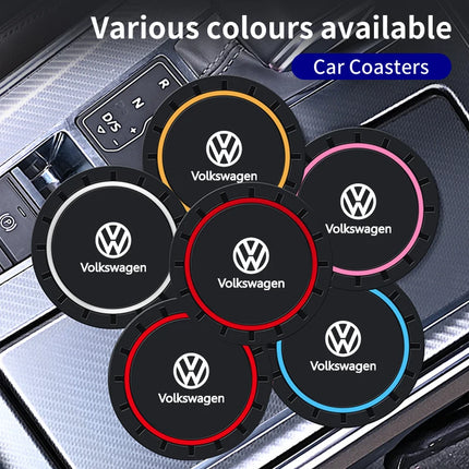 2Pcs Car Silicone Anti-Slip Water Cup Drink Mat Bottle Cup Coaster Mat For VW GTI Polo Golf Passat Scirocco Tiguan Jetta T-ROC