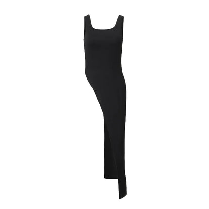 Lamuusaa Long Tank Tops y2k Clothes Women Casual Solid Color Sleeveless Asymmetric Hem T Shirt Vest 2000s Clothing Streetwear