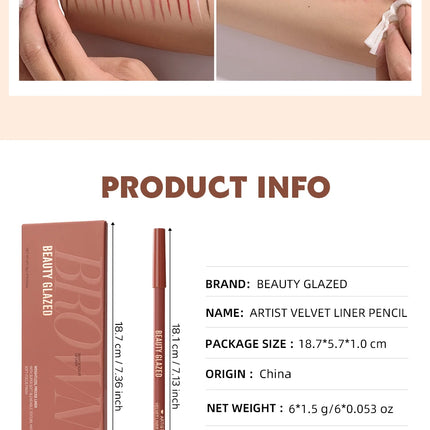 1pc Beauty Glazed Artist Velvet Lipliner Pencil With Sponge brush,Weightless Precise Liner with Super Soft Blendable Texture
