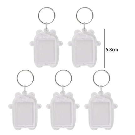 5/50Pcs Transparent Photo Frame Keychain Tassels Snap-In Custom Insert Photo Acrylic Blank Keyring Clear Blank Picture Pendant