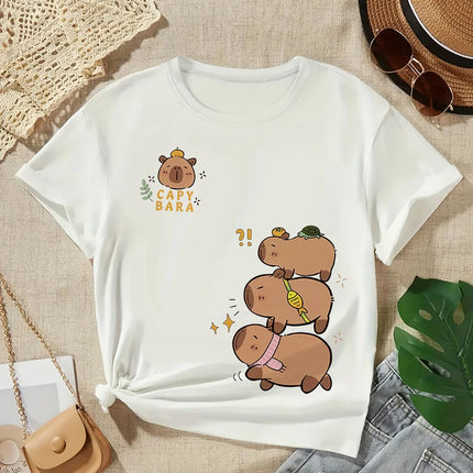 2025 Capybara T-Shirt Kids Children T-Shirt Capybara Cartoons Clothes Kid Girl Boy Capybaras T-Shirt Baby Casual Top Clothes