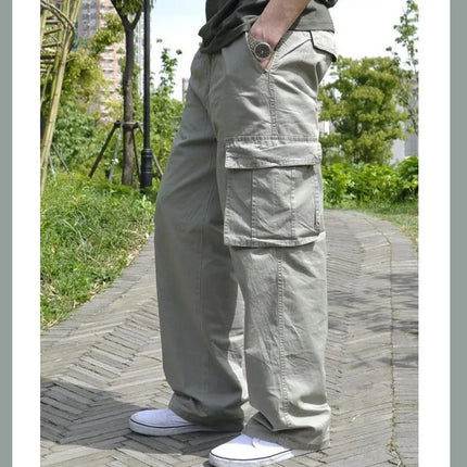 Men Plus Large Size Cargo Pants Cotton Straight Oversize Tracksuit Wide Leg Tactical Baggy Trousers Spring Summer 5XL 6XL Z1A1