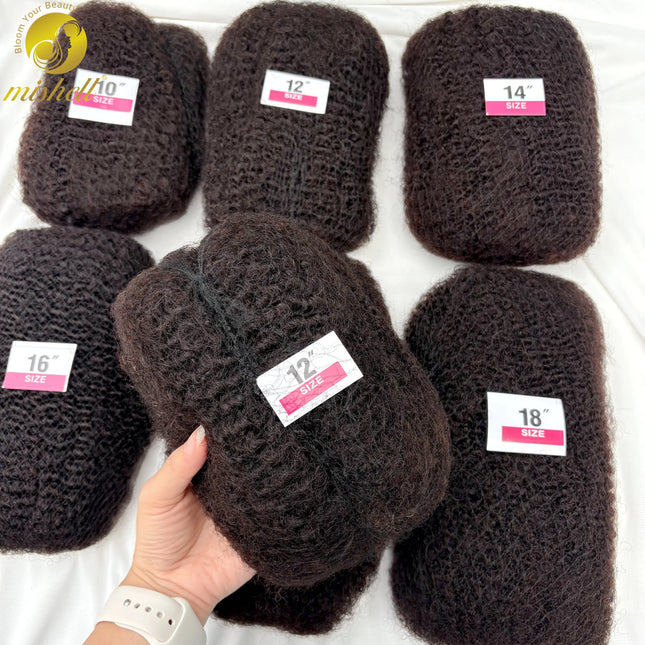 10-18 inches in 30 or 50g/Pack Natural 4C Afro Kinky Curly Bulk Human Hair Extensions No Weft Brazilian Remy Bulk for Locs Braiding Hair