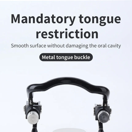 Stainless Steel BDSM Gag with Tongue Press Adjustable Metal Mouth Restraint Mouth Plug Slave Deep Throat Gag Restraint for Adult