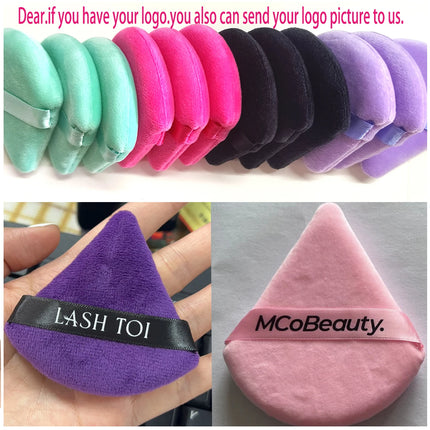 Wholesale 50Pcs Triangle Powder Puff Mini Face Makeup Sponge Cosmetics Soft Cotton Face Powder Puff Washable Velvet Makeup Puff