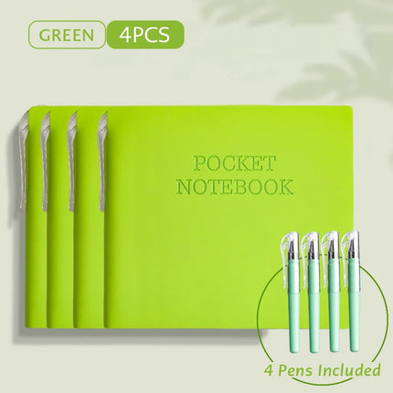 4 Pack Pocket Notebooks with Pens Memo PU Leather Cover Mini Portable Memo Pad Note Pads Journals for On-the-Go Notes